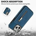 thumbnail image 4 of SaniMore for iPhone 15 Pro Max 6.7" 2023 Back Case with Zipper Card Pokcet Flip Wallet/Kickstand Shock Absorption Anti-fall Retro PU Leather Wear-resistant Shell for iPhone 15 Pro Max, Blue, 4 of 7