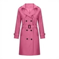 thumbnail image 3 of wdsxpo Women Oversized Long Trench Coat Double Breasted Notch Lapel Belted Overcoat Classic Fall Elegant Windproof Long Jacket, 3 of 5