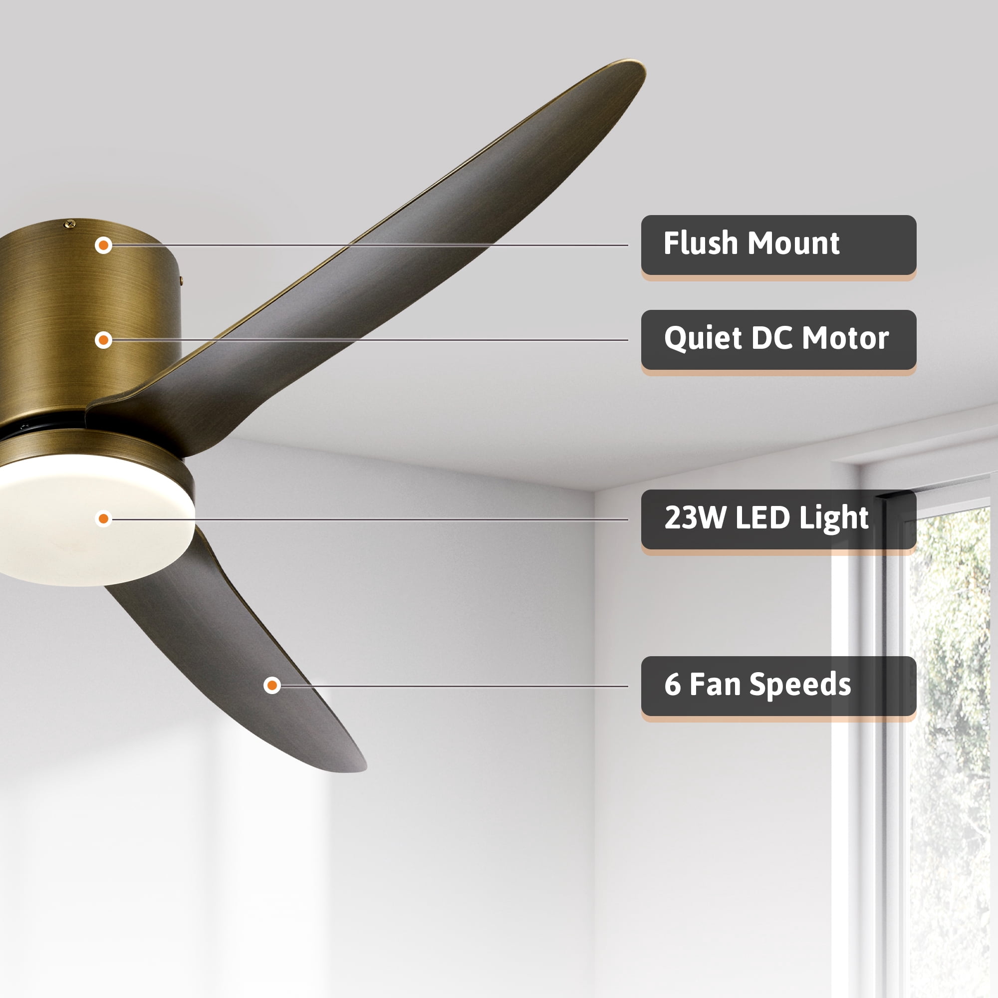 Bestco 52in Bronze LED Smart Ceiling Fan with Remote Control