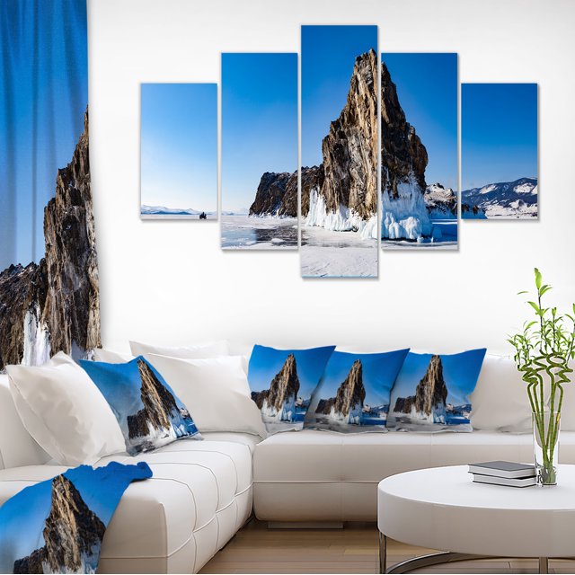 Winter Lake Baikal Panorama - Extra Large Seashore Canvas Art