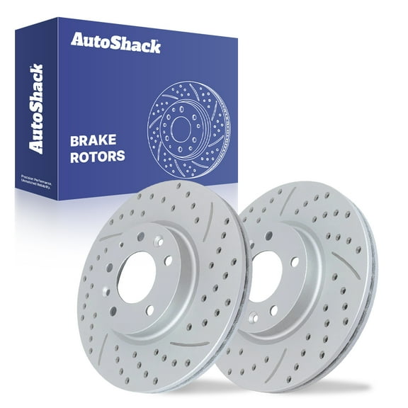 AutoShack Front Brake Rotors for Ford, Fusion 2006-2012, AWD FWD L4 2.3L 2.5L V6 3.0L 3.5L - Coated Drilled & Slotted - Silver Matte Finish - TurboGuard - 11.76" (298.7 mm), 5-Lug
