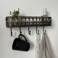thumbnail image 3 of QuickGo Wall Mounted Floating Shelves, Metal Wall Shelf with 5 Hooks, Key Holder with Mail Organizer, Storage Rack for Entryway Living Room Bedroom Bathroom Kitchen, 3 of 4