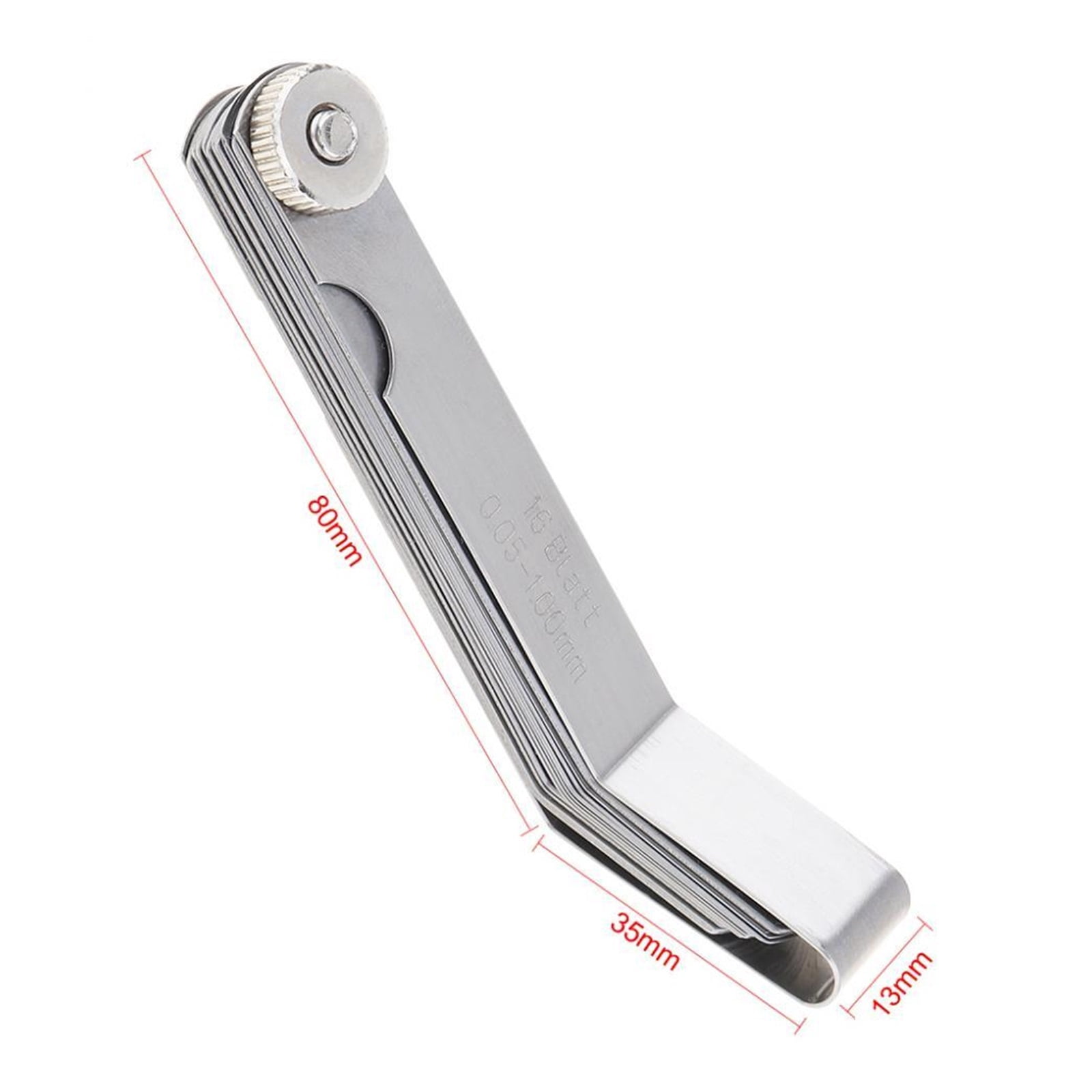100A16 0.05 - 1mm Thickness Curved Woodworking Measurement Gapped Metric Filler Feeler Gauge With 16pcs Blades ,Easy to Use
