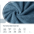 thumbnail image 3 of 100% Cotton Bath Towel Set of 12-4 Bath Towels, 4 Hand Towels, 4 Wash Cloths, Sustainable, Soft, Highly Absorbent, Combed Cotton 12 Piece Set for Hotels, Spa, Bathroom, Dorm, Blue, 3 of 5