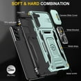 thumbnail image 6 of Dteck for Samsung Galaxy S21 6.2 inch Case with Kickstand, Shockproof Slide Protection Cover 360 Degree Rotate Ring Stand Magnetic Cover, Darkgreen, 6 of 7