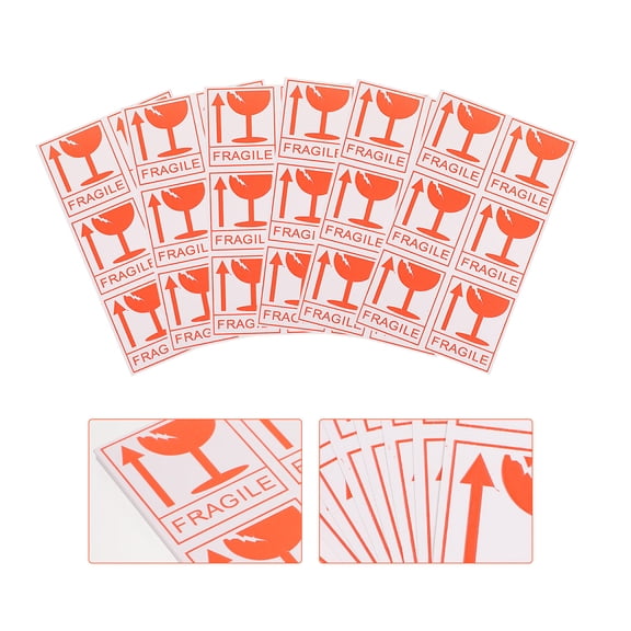 NICEXMAS 258Pcs Red Fragile Stickers with Strong Adhesive for Shipping and Packing Warning Labels