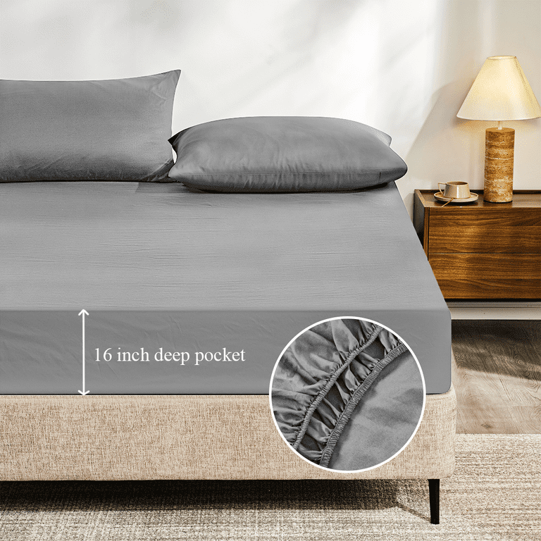 Z-HOM Full Size Microfiber Sheet Set, 4-Piece Dark Gray photo 8