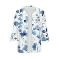 thumbnail image 4 of Sakmal Womens Coats and Jacket Long Sleeve Sleeve Lightweight White Casual Floral Loose Fit Cardigan Flowy Ladies Jackets, 4 of 5