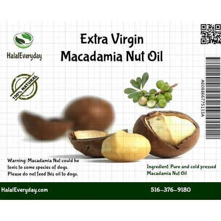 Macadamia Nuts Oil - 100% Pure and Organic 16 Oz - 100% cold pressed -