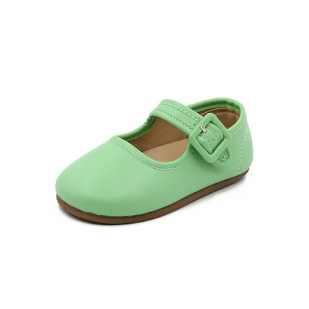 

SIMANLAN Girls Mary Jane Sandals Magic Tape Flats Comfort Flat Shoes Kids Breathable Princess Shoe Girl s Soft Sole Green 8C