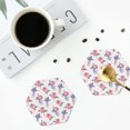 thumbnail image 4 of Lsque Lavender Flowers Pattern 4" Drink Coasters Set of 4, PVC Leather Absorbent Coasters, Table Coaster Set Decorative Coffee Cup Coasters Housewarming Gift -Hexagon, 4 of 6