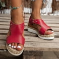 thumbnail image 2 of XIAQUJ Sandales Femme Sandales pour Femmes Confortables Sandales Habillées à Talon Compensé Sandales Femme Sandales à Plateforme Sandales pour Femmes 2024 Rouge 7.5, 2 of 7