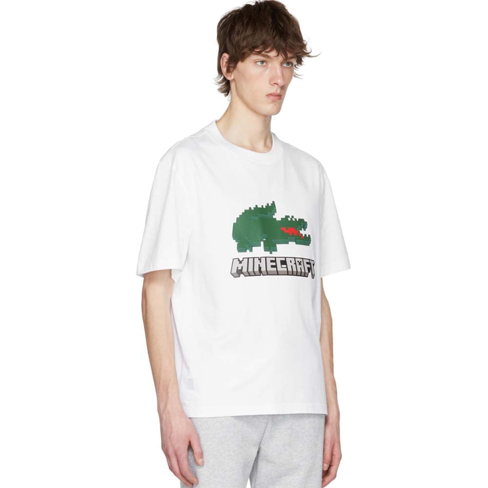 Lacoste White Minecraft Print Organic Cotton Short Sleeve T-Shirt, Size  X-Large TH5038-001 - Apparel - Jomashop