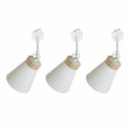 FSLiving 3-Pack Retro Style Mini Adjustable Angle J-Type Track Head Lighting E26 Base Metal Ceiling Light Track Light Fixture for Gallery Mirror Front Office Loft Bulb and Track Not Included - White