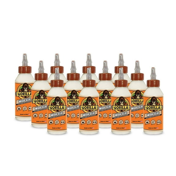 Gorilla Glue Wood Glue - Water-Resistant, 8 oz Bottle - 12 Pack