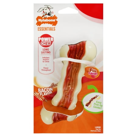 Nylabone Power Chew Bacon Bone Dog Chew Toy, Bacon,