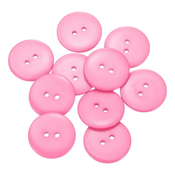 10pcs Resin Sewing Button, 28mm (1 1/8-inch) 2 Holes Round Craft Buttons, Pink
