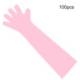 thumbnail image 1 of Guantes desechables de brazo largo, guantes de película plástica para cocinar, limpiar la granja, 100 piezas, color rosa Scienceny AF0103-04B, 1 of 6