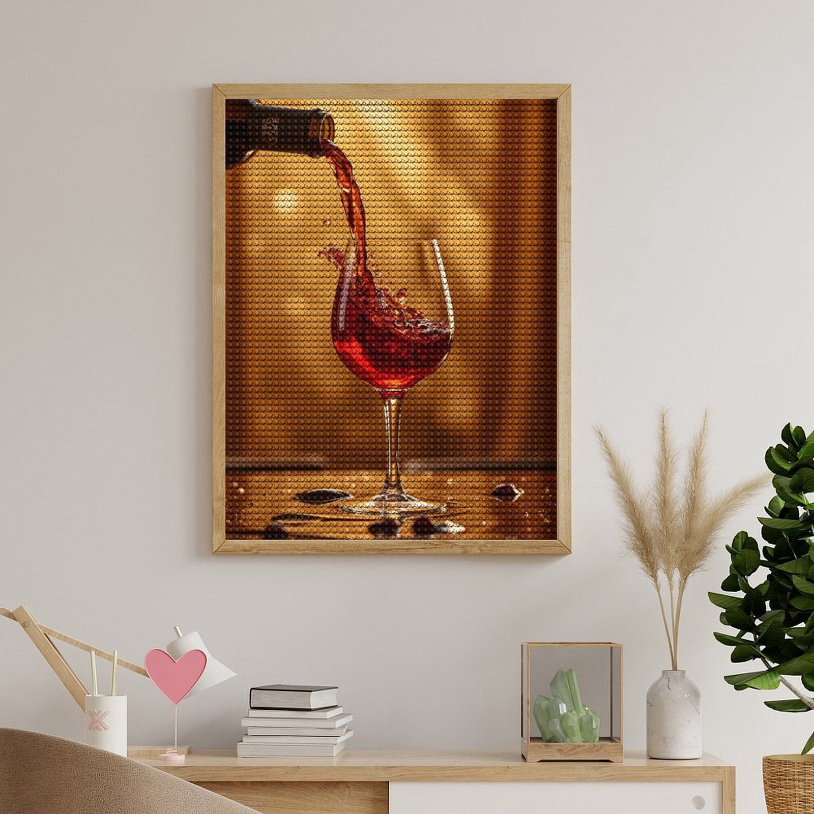 Diamond Art Kits for Adults, Red Wine Pouring Glass Rich 5D Diamond Painting Kits for Adults Beginners, DIY Full Drill Diamond Painting, Gem Art and Crafts 12x16