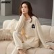 thumbnail image 1 of Conjunto de pijama de algodón de manga larga para hombre y mujer, ropa de dormir con cuello redondo, a la moda, otoño e invierno, novedad, 1 of 4