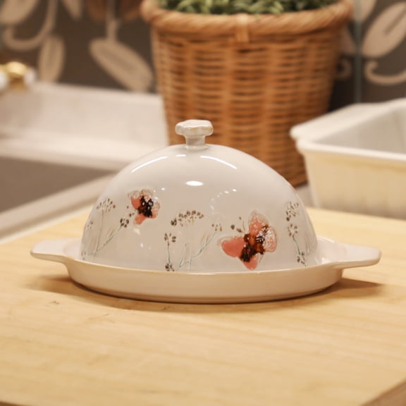 Porcelain Butter Dish with Lid Vintage Butters Dishes with Covers for Countertop,Farmhouse Butter Container Butter holder for Kitchen Decor