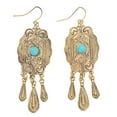 thumbnail image 2 of Pendientes colgantes Hugo flecos aleación vintage gota turquesa dorado, 2 of 10