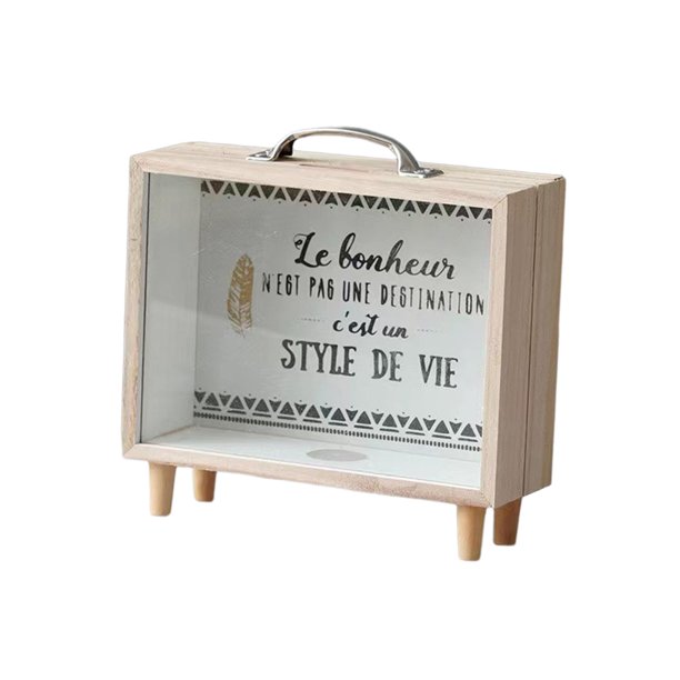 Alcancía BLESIY marco de madera Caja de dinero de madera Banco de ahorro de viaje Caja de sombra decorativa para sala de estar Dormitorio