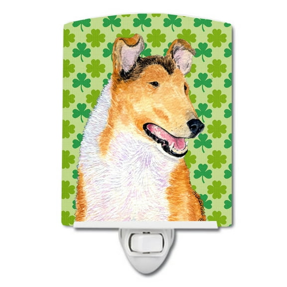 Caroline's Treasures SS4401CNL Collie Smooth St. Patrick's Day Shamrock Portrait Ceramic Night Light, 6x4x3", multicolor