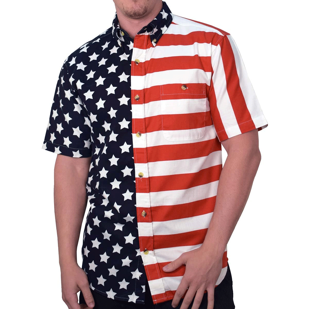 The Flag Shirt - Men's American Flag Button Down Casual Polo Shirt ...