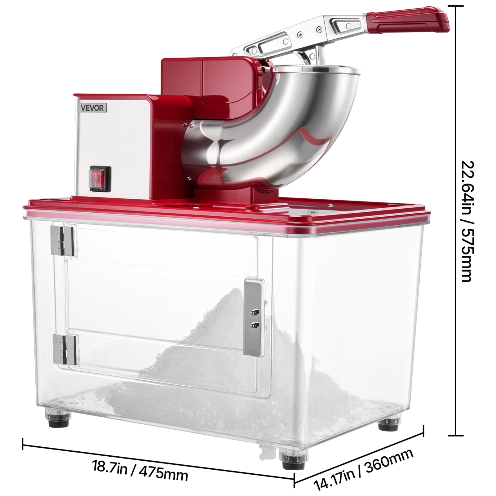 VEVOR Commercial Ice Crusher 661LBS/H, 350W Electric Snow Cone Machine with 4 Blades, 2000RPM Stainless Steel Shaved Ice Machine with 11 Gal Crushed-Ice Box