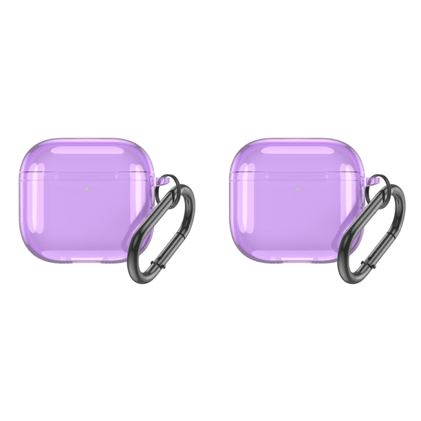 Funda Protectora Transparente Con Mosquetón TPU para Airpods 4 (Transparente) Púrpura