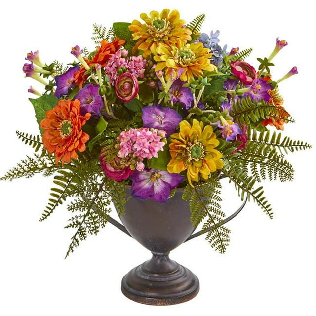 Nearly Natural 1891 Mixed Floral Artificial Arrangement in Goblet
