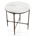 thumbnail image 4 of Aureum Modern Genuine Marble Top End Table with Metal Frame, White and Dark Bronze, 4 of 9