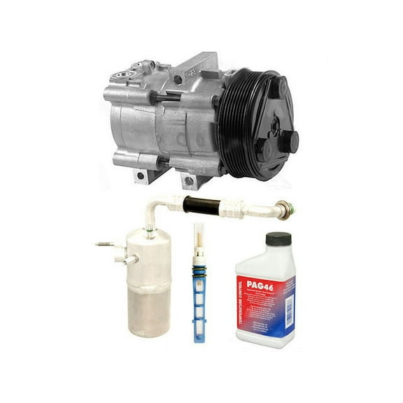 A/C Compressor Kit - with Compressor, Accumulator, Orifice Tube, , and O-Rings - Compatible with 1998 - 2002 Ford F-150 5.4L 4.6L V8 (From 4/23/1998) 1999 2000 2001