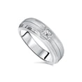 thumbnail image 2 of Mens Diamond Wedding Ring Solitaire Round Brilliant Cut Brushed White Gold Band, 2 of 4