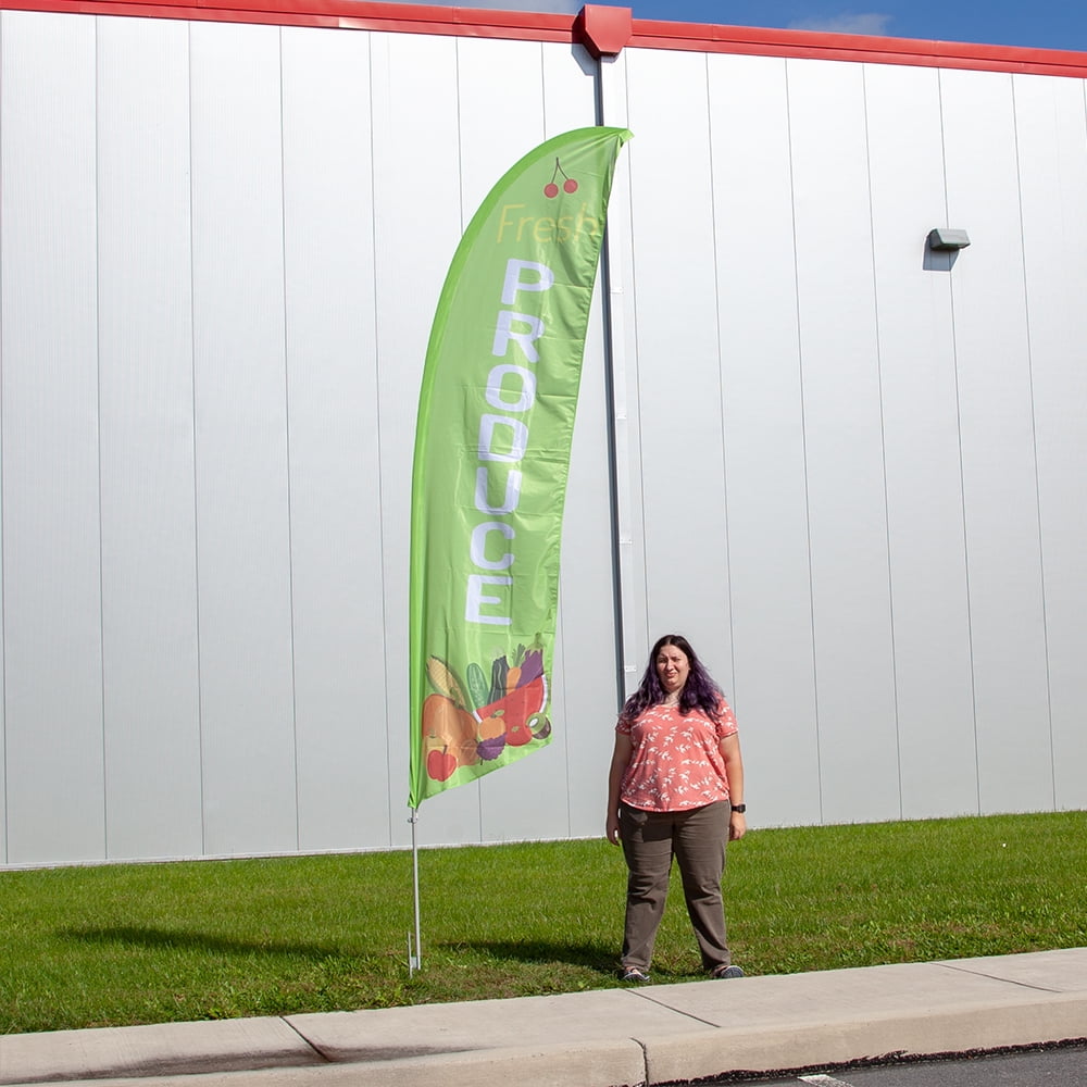 Vispronet Fresh Produce Feather Flag, 2.6ft x 11.2ft, Flag Only