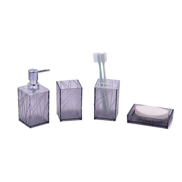 Dispensador de Jabón para Baño 4 Piezas Set de Accesorios de Baño con Bomba de Jabón, Rodillo de Cepillo de Dientes Y Jabón Dispensadores de Jabón Baño Encimera