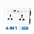 thumbnail image 2 of Tuya WiF Smart Socket USB Type-C Wall Outlet 4-in-1 Universal Electrical Power Plug Power Monitor Touch Switch White, 2 of 6