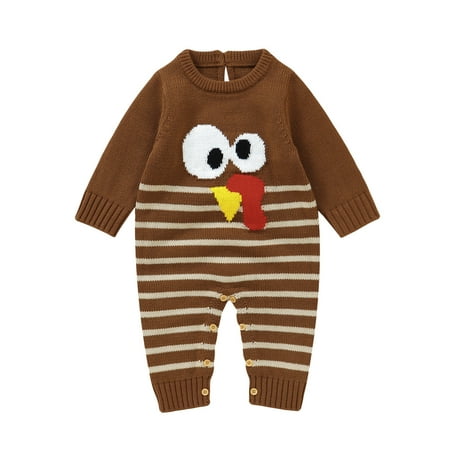 

Baby Boy Girl Thanksgiving Sweater Romper Turkey Long Sleeve Crewneck Knit Jumpsuit Fall Winter Clothes 2t Boy Neutral Clothes Cat and Clothes Baby Boy 18 24 Months Clothes Baby Jumpsuit for Boys