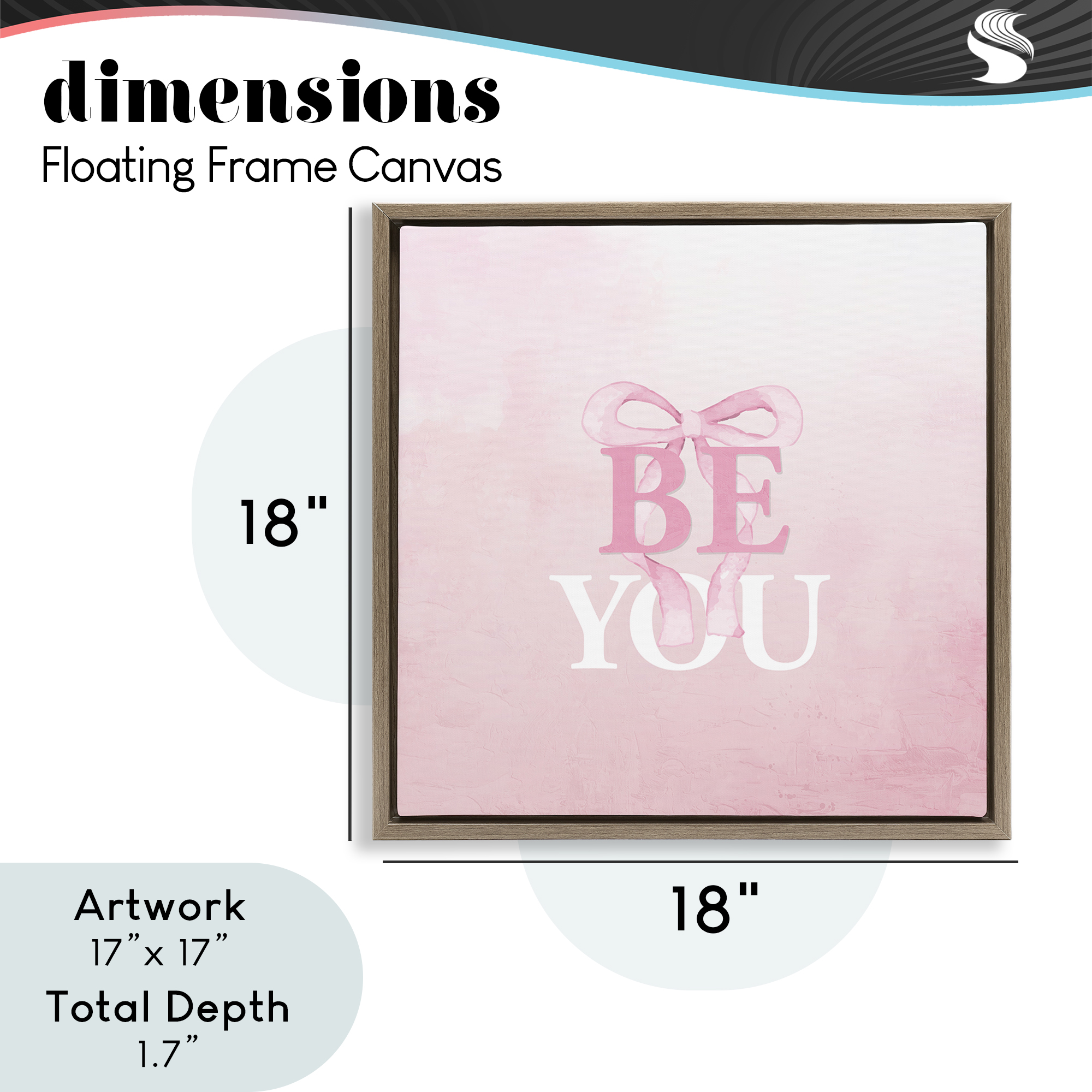 Feminine Be You Pastel Brown Framed Floater Canvas Wall Art, design by Kim Allen