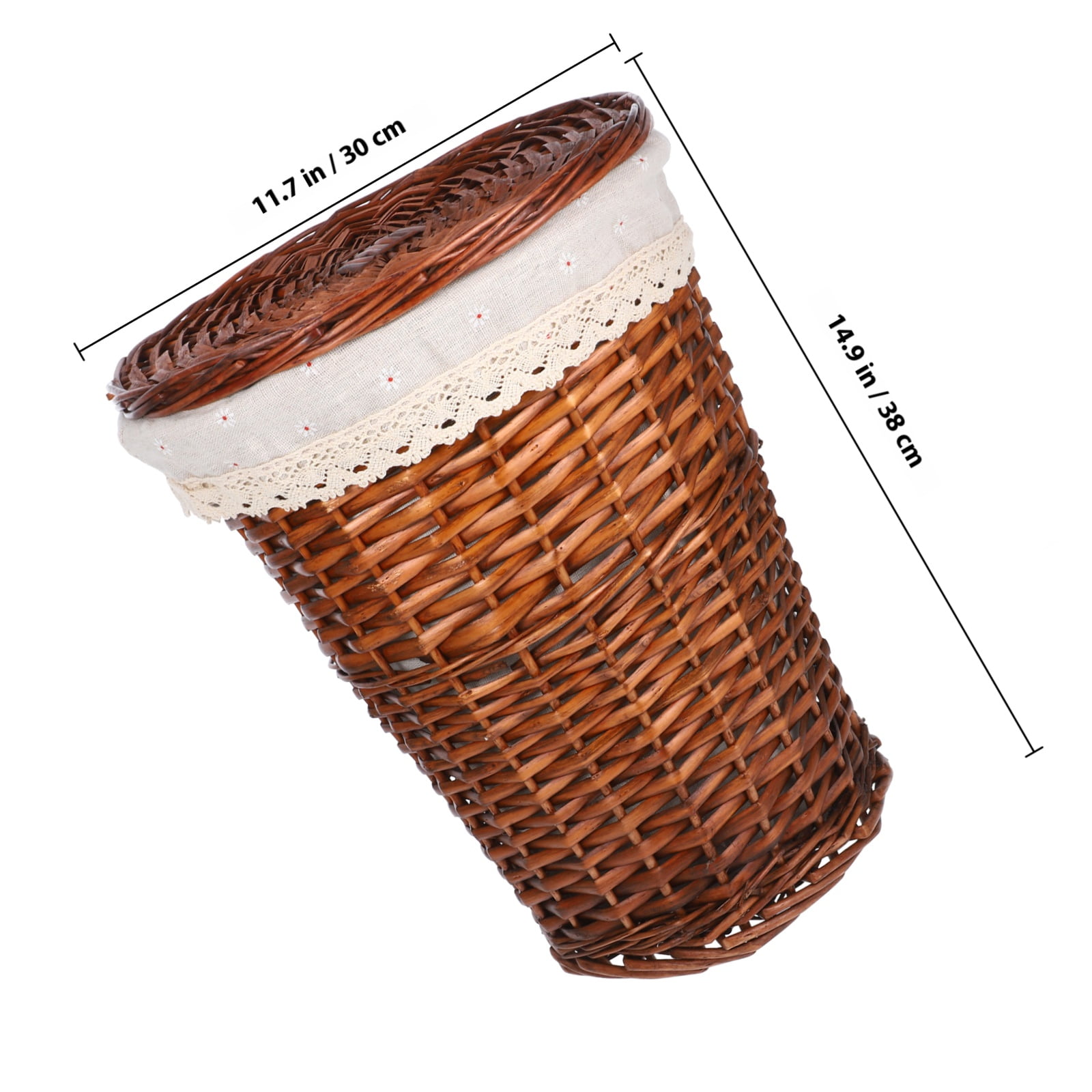 DEEPCRAFF Brown Woven Laundry Hamper with Lid, Wicker Basket for Outdoor and Indoor Use, 15 x 15 x 15 Inches Capacity