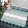 thumbnail image 3 of 2x3 Ft Entryway Area Rug, Turquoise Grey Stripe Kitchen Rug Runner Washable Floor Mat, Modern Art Horizontal Striped Non Slip Indoor Door Mat Throw Carpet for Bathroom Living Room Bedroom, 3 of 8