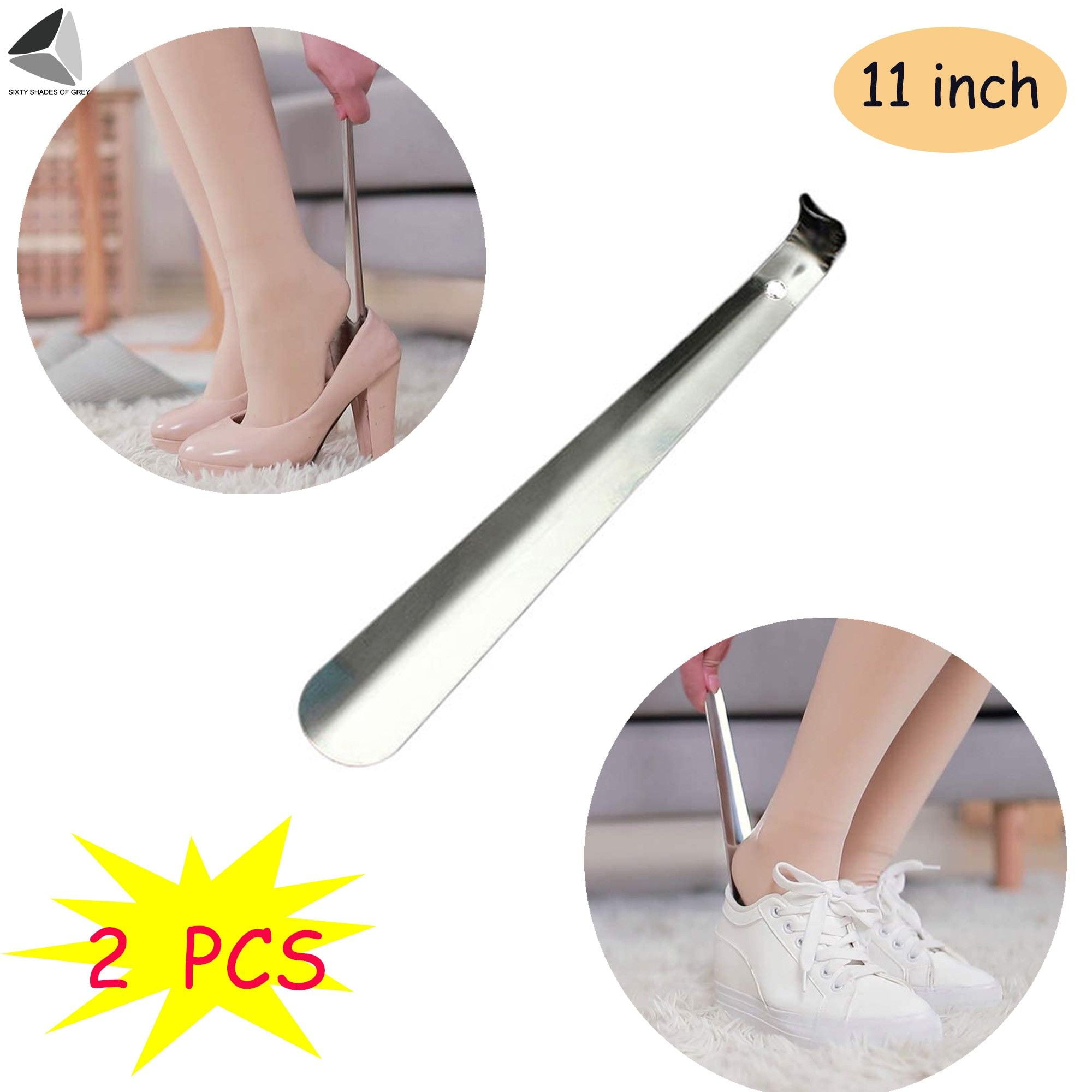 Sixtyshades 2 Pcs Metal Shoe Horns 11.8 in Long Handle Shoehorn Heavy