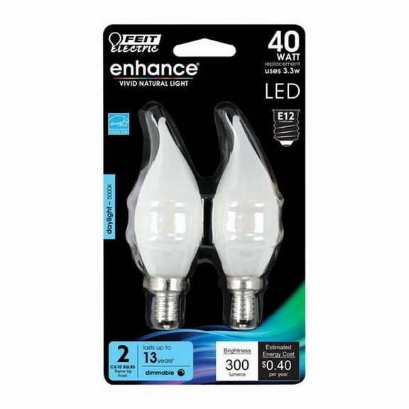 Enhance 3.3W Flame Tip Filament LED Bulb, 300 Lumens - Daylight