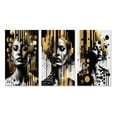 thumbnail image 2 of Designart "Golden Essence Fluidity of Womanhood III" Modern Woman Wall Art Set Of 3 - Black Woman Abstract Canvas Set For Living Room Decor, 2 of 7