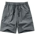 thumbnail image 3 of Bcfgryg Summer Men's Zipper Pocket Shorts Lightweight Casual Sports Running Gym Short Pants Cargo Shorts Men Grey S, 3 of 3