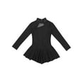 thumbnail image 4 of YiZYiF Kids Girls Rhinestones Tulle Skating Dress Long Sleeve Cutout Back Ballet Leotard, 4 of 7