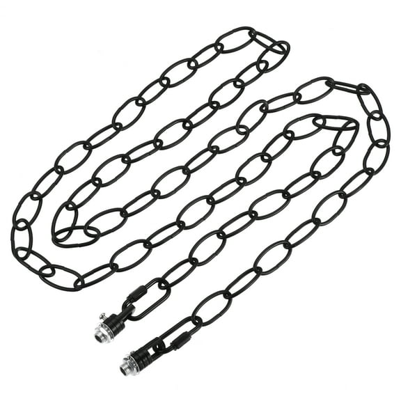 Uxcell 3mm Thick 1.83m Long Hook Loops Connectors Pendant Light Fixture Chain Black 1 Set