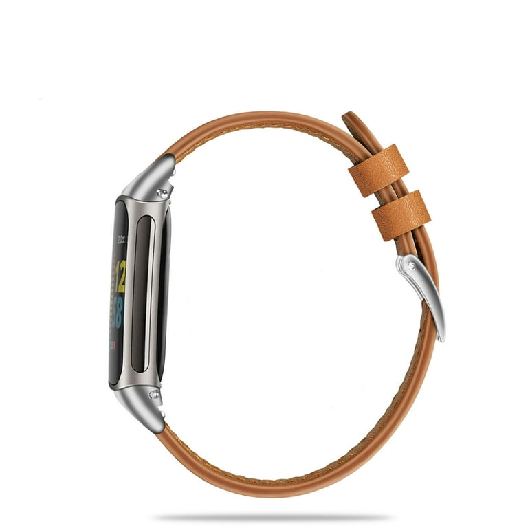 FIEWESEY Bands Compatible with Fitbit Charge 6/5, Genuine Leather