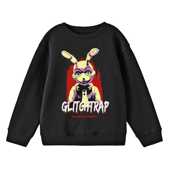 Five Nights At Freddy's Glitchtrap Crew Neck Long Sleeve Youth Black Sweatshirt-Medium